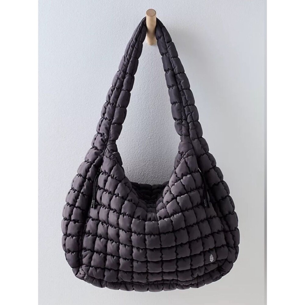 FP Movement For Free People Black Quilted Carryall Tote Shoulder Bag One Size